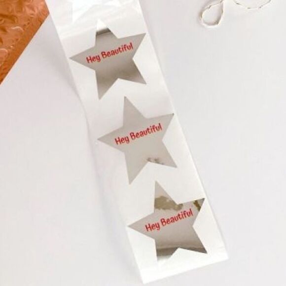 100- Hey Beautiful 2.5” Silver Package Stickers - Picture 5 of 5